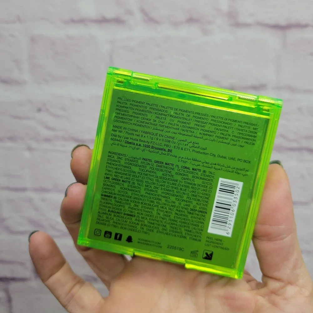 NEW No Box Huda‎ Beauty Neon Green Obsessions Eyeshadow Palette Sparkly